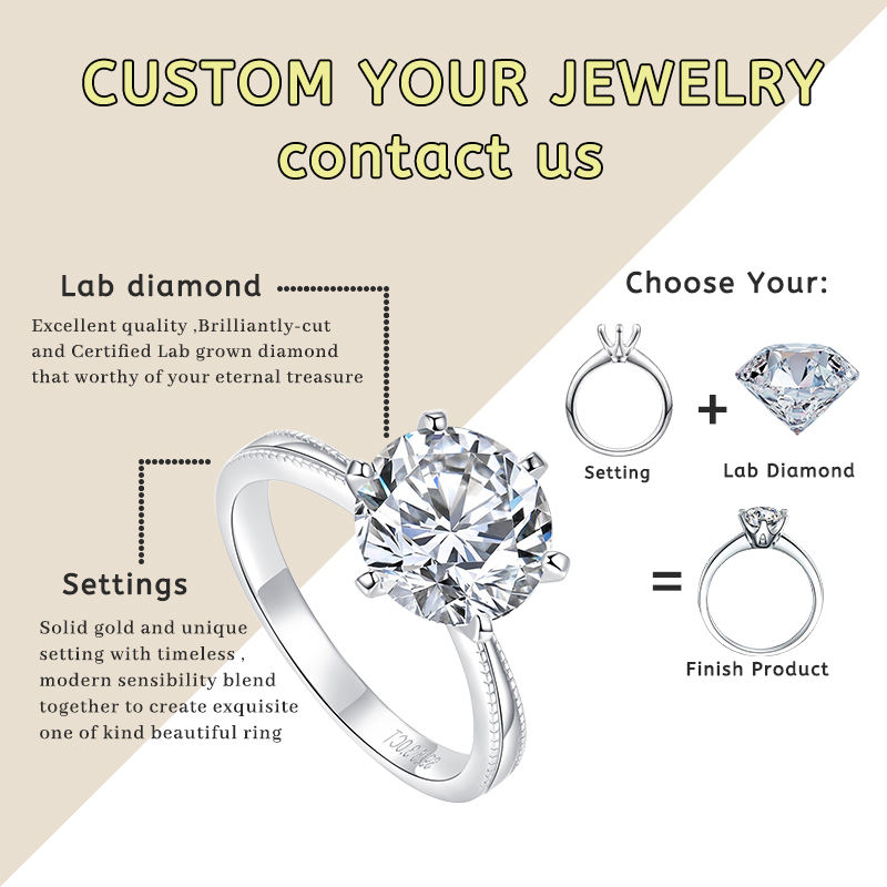 Custom 1ct D VS1 Round EX Cut Lab Grown Diamond Fine Jewelry Wedding Engagement Ring 18K Gold HPHT CVD IGI Certificate Rings