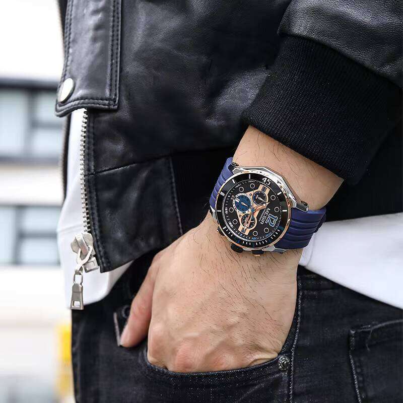 DHgargets MEGIR 2206 Men's Sports Chronograph Watch - 49mm Silicone Strap, Waterproof 30M, Luminous, Date, Multifunction Quartz