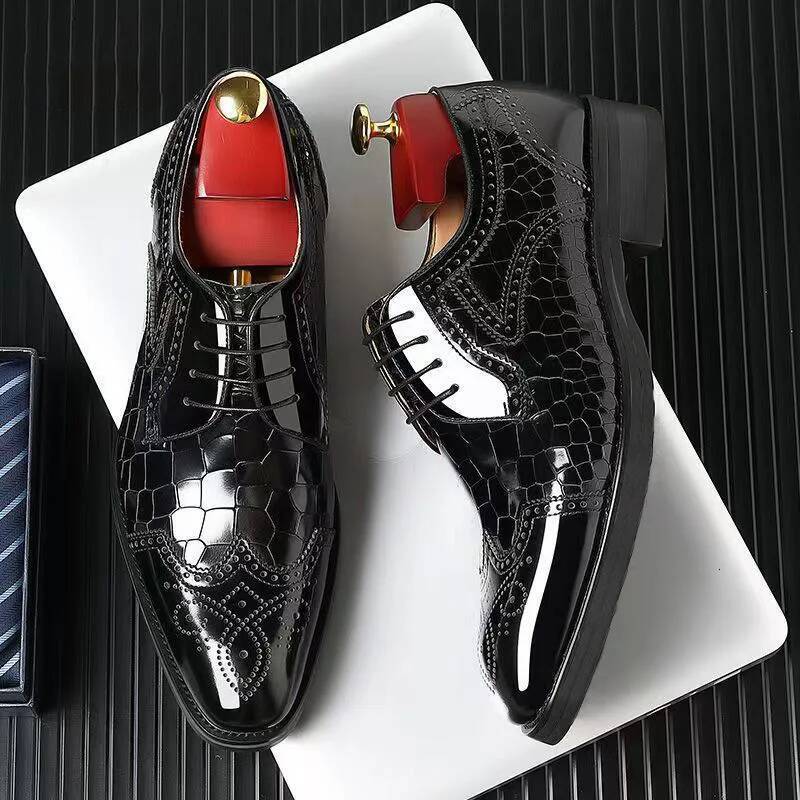 Men casual business oxford genuine leather formal men brogue shoes