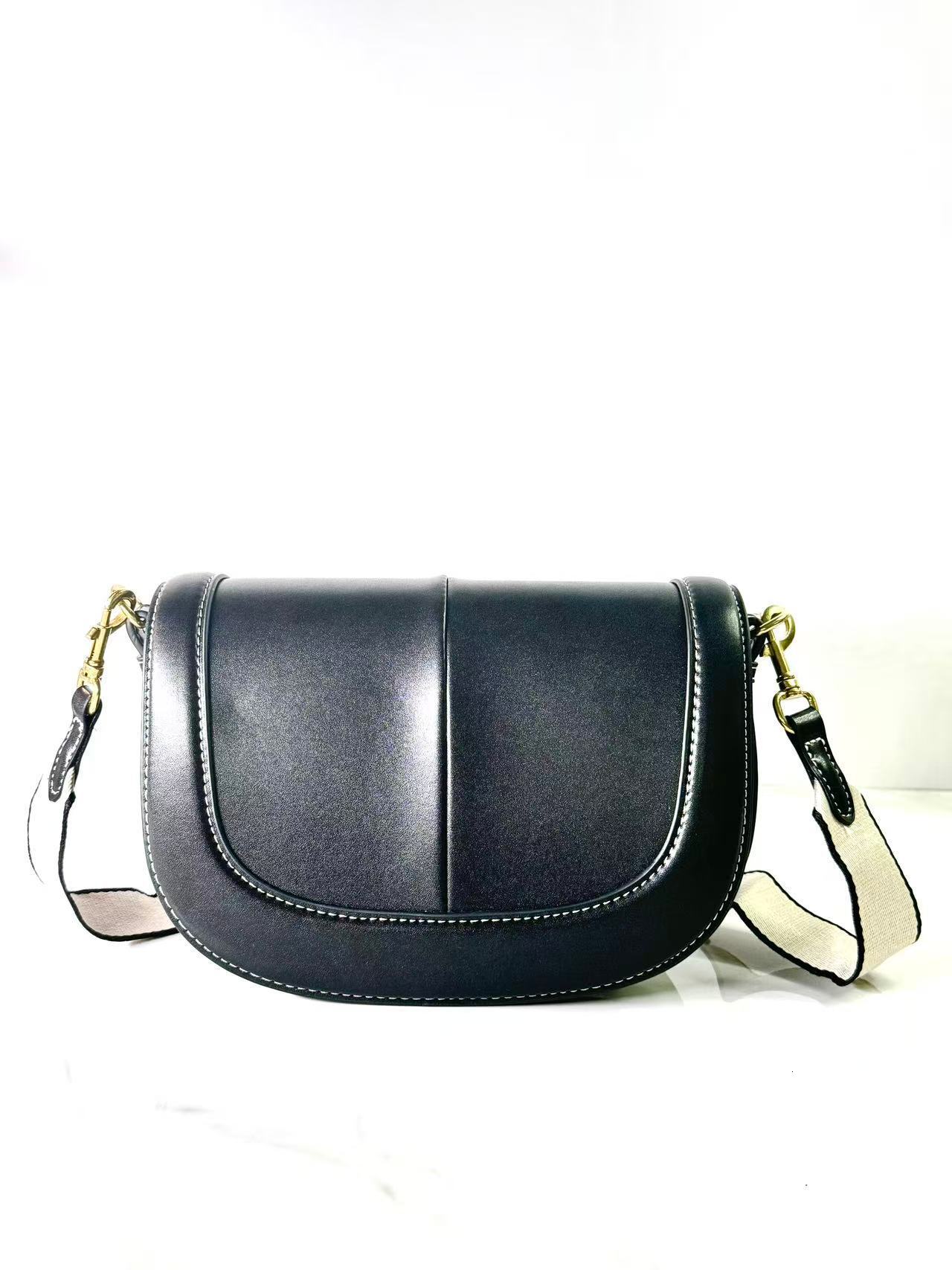 DHAL Spanish Women's 2025 New Saddle Magnetic Clasp Flap Stitching Decor Crossbody Bag Ba'g's Leather