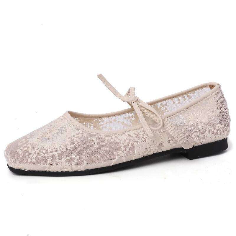 2025 Spring Lace Women Mary Jane Fashion Slip On Comfort Street Style Soft Sole Female Dress Flats Shoes