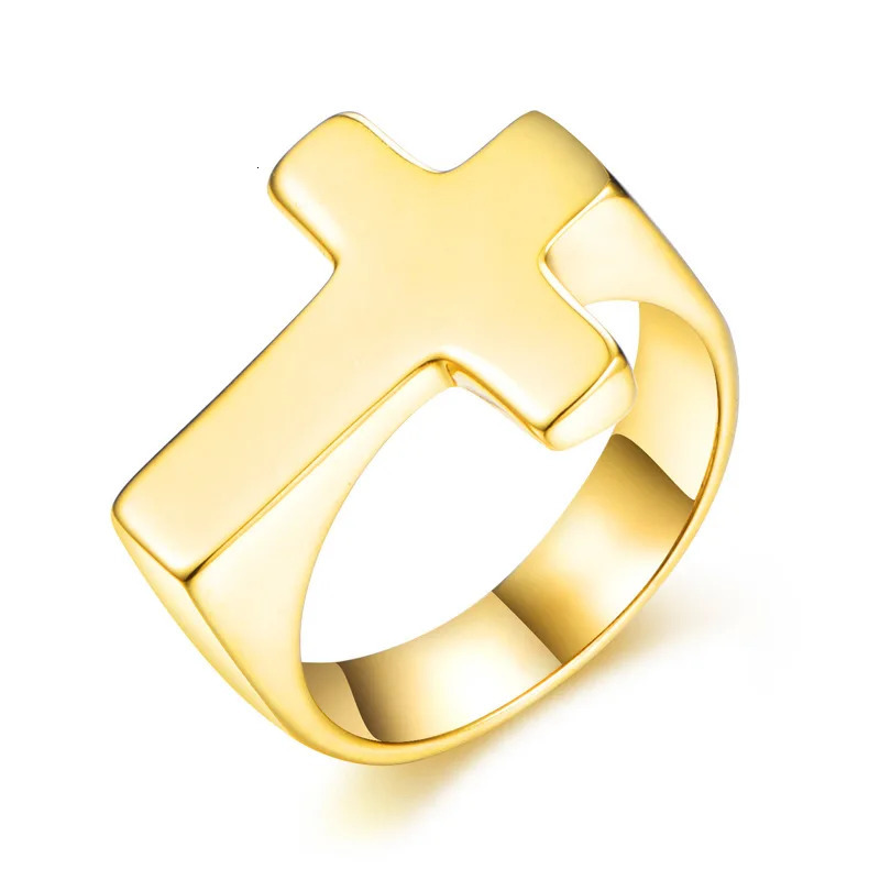 Stainless steel simple cross ring Protestant Christian cross religious ring 250729