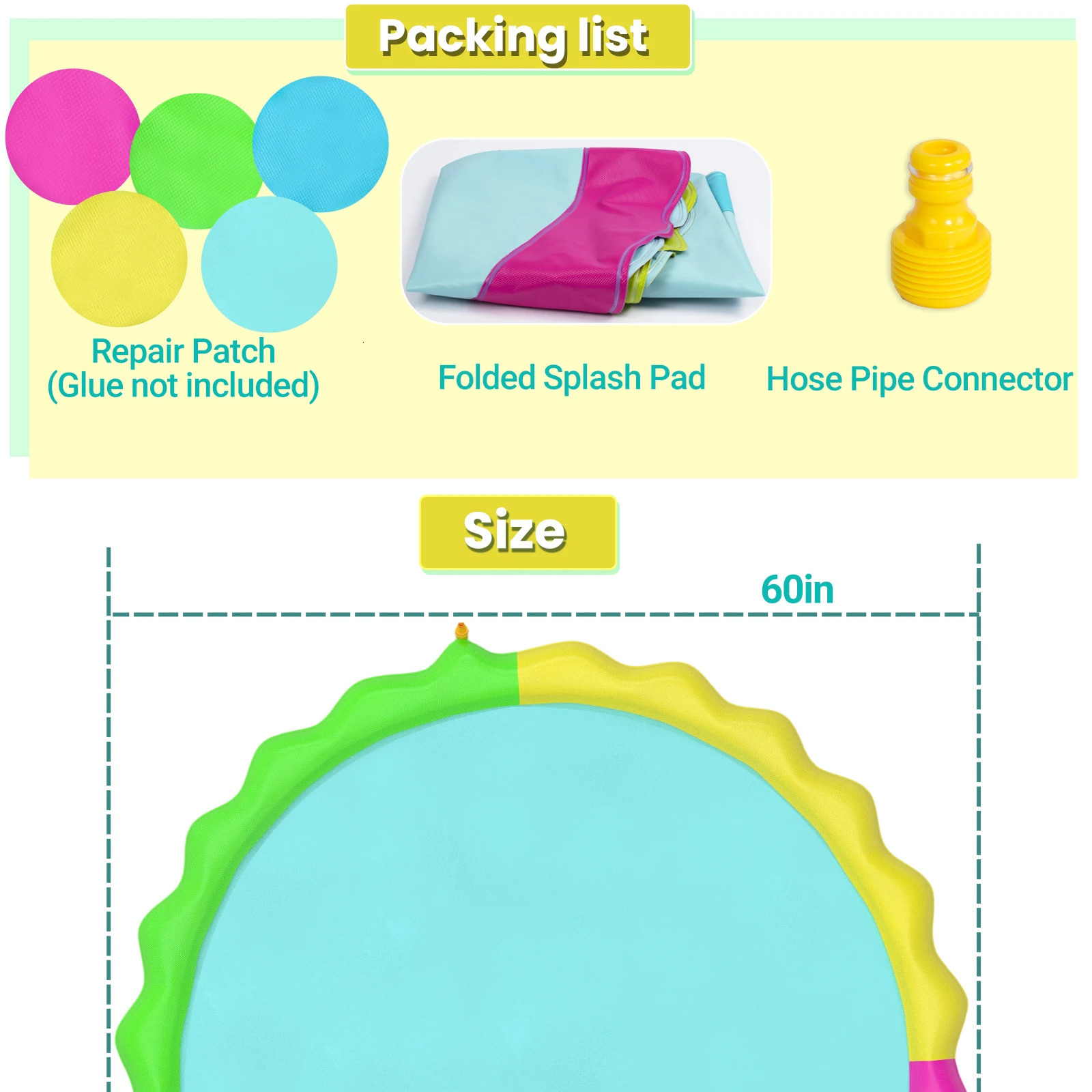 Splash Pad for Dogs NonSlip Pets Summer Outdoor Water Toys Sprinkler Pool Play 250729