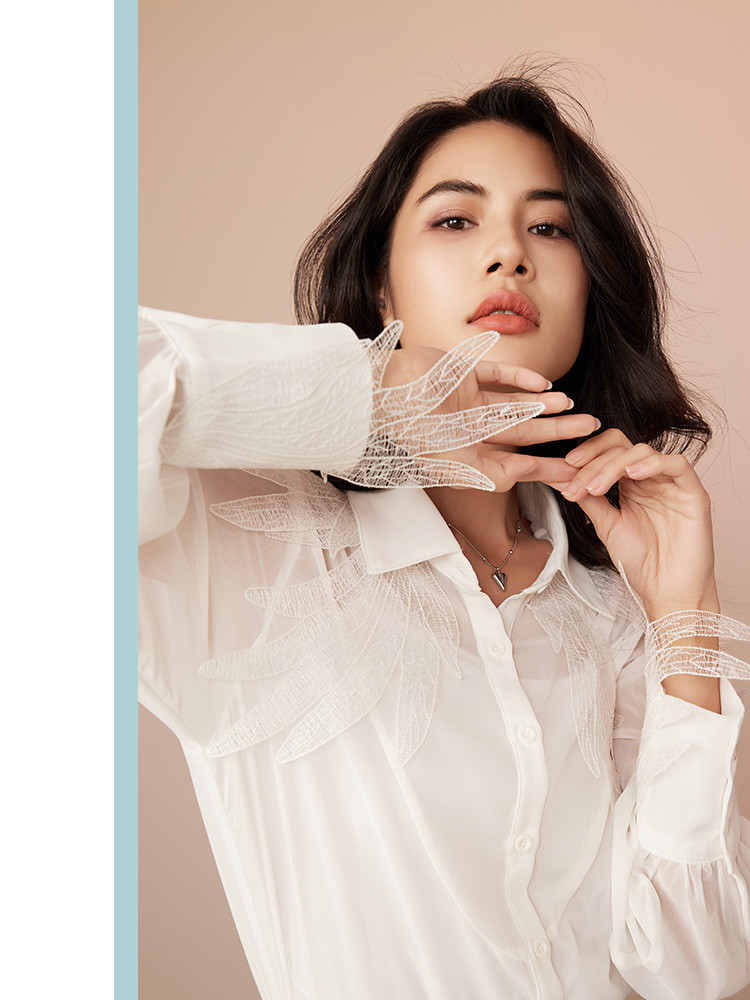 Womens Elegant White Tops and Blouses Dressy Casual Lace Stitching Top Versatile Fashion White Shirts Female 6112598