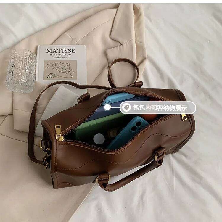 Brand design Boston handbag for womoen big totes pu Leather female Shoulder Crossbody Bags Large Capacity Travel bag brown