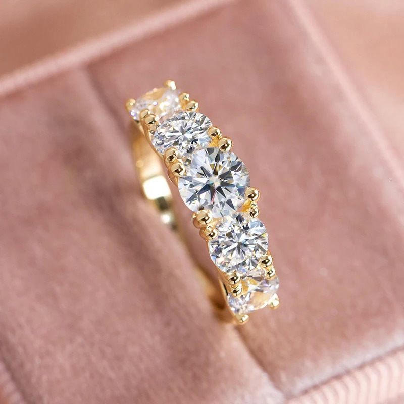 D Color Wedding Engagement Ring For Women 925 Silver 6.5mm 6mm 5mm Lab Diamond 5 Stones Promise Rings Finger Jewelry 250729