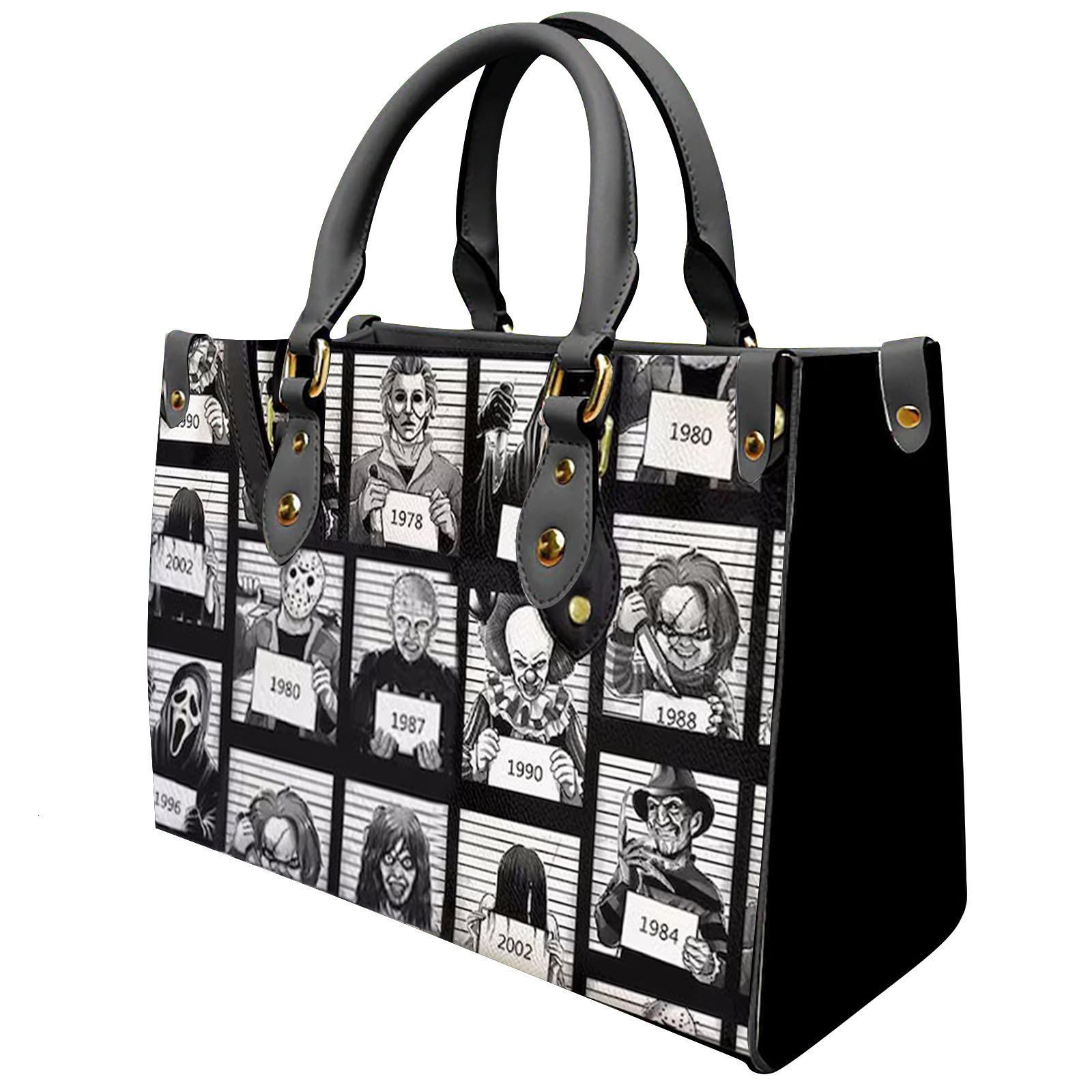 Designer oil painting bag Halloween Theme Women's Handbag PU Shoulder Leather Storage Bag Printed