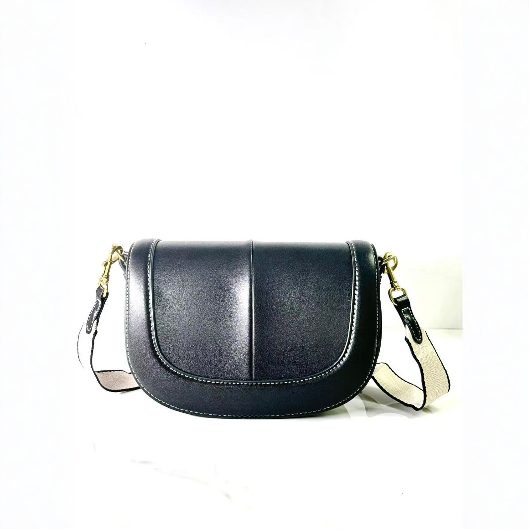 DHAL Spanish Women's 2025 New Saddle Magnetic Clasp Flap Stitching Decor Crossbody Bag Ba'g's Leather