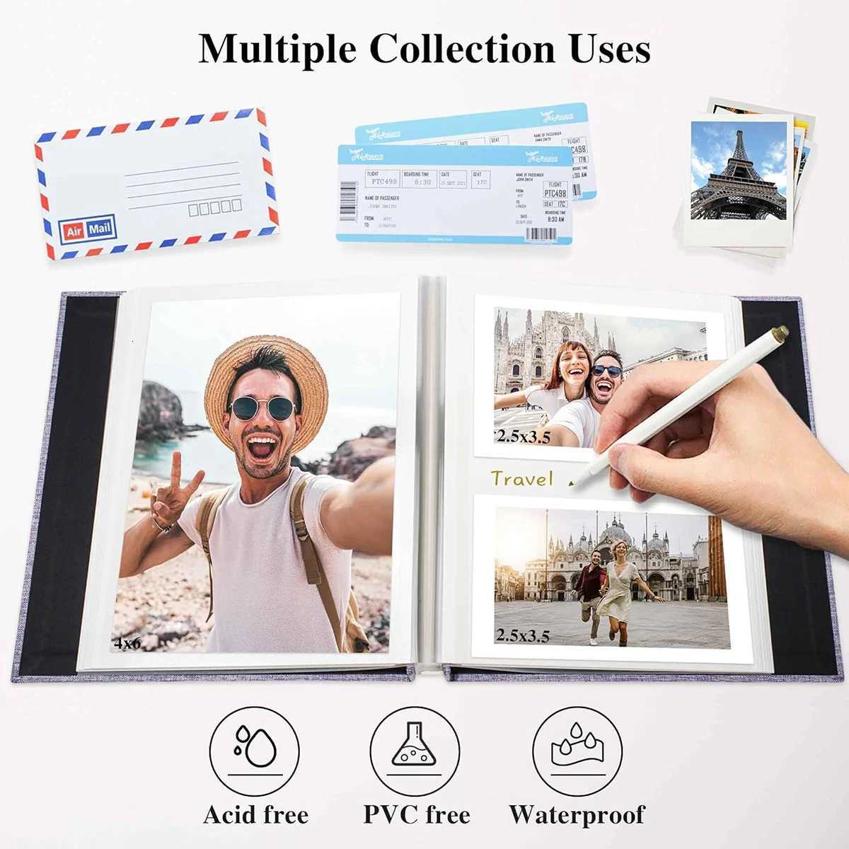 DIY Linen Scrapbook Small Photo Album with Self-Adhesive Pages Capable of Holding 4x6 and 2x3 Pictures Equipped with Picture D Z250729