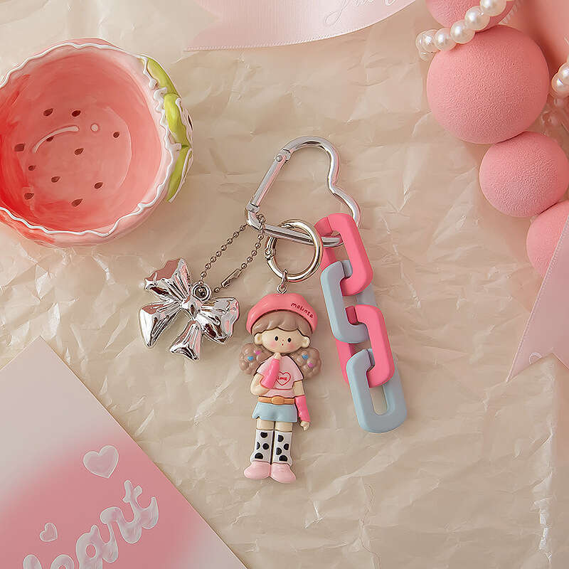 Cartoon Popcorn Miu Series Keychain Cute Bag Phone Chain Resin Doll Pendant Colorful Hanging Decoration