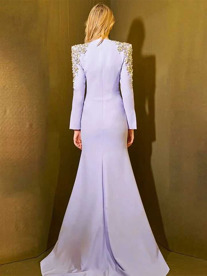 HIGH STREET Newest Fashion 2025 Designer Party Dress Womens Beaded Split Long Maxi Dress Z250728