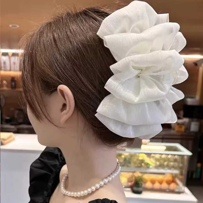 2pcs/set Black White Big Fold Bow Hair Claw For Women Girls Sweet Hair Ornament Back Headband Hair Clip Fashion Hair Accessories Z250729