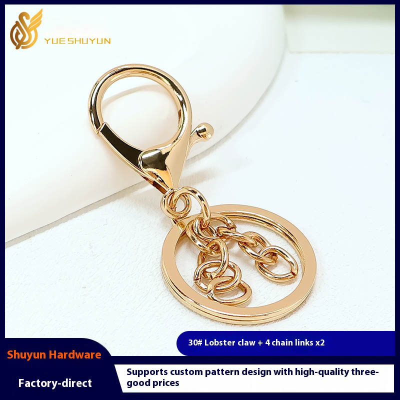 Lobster buckle flat circle chain spring buckle key bag key ring diy jewelry buckle wholesale zinc alloy