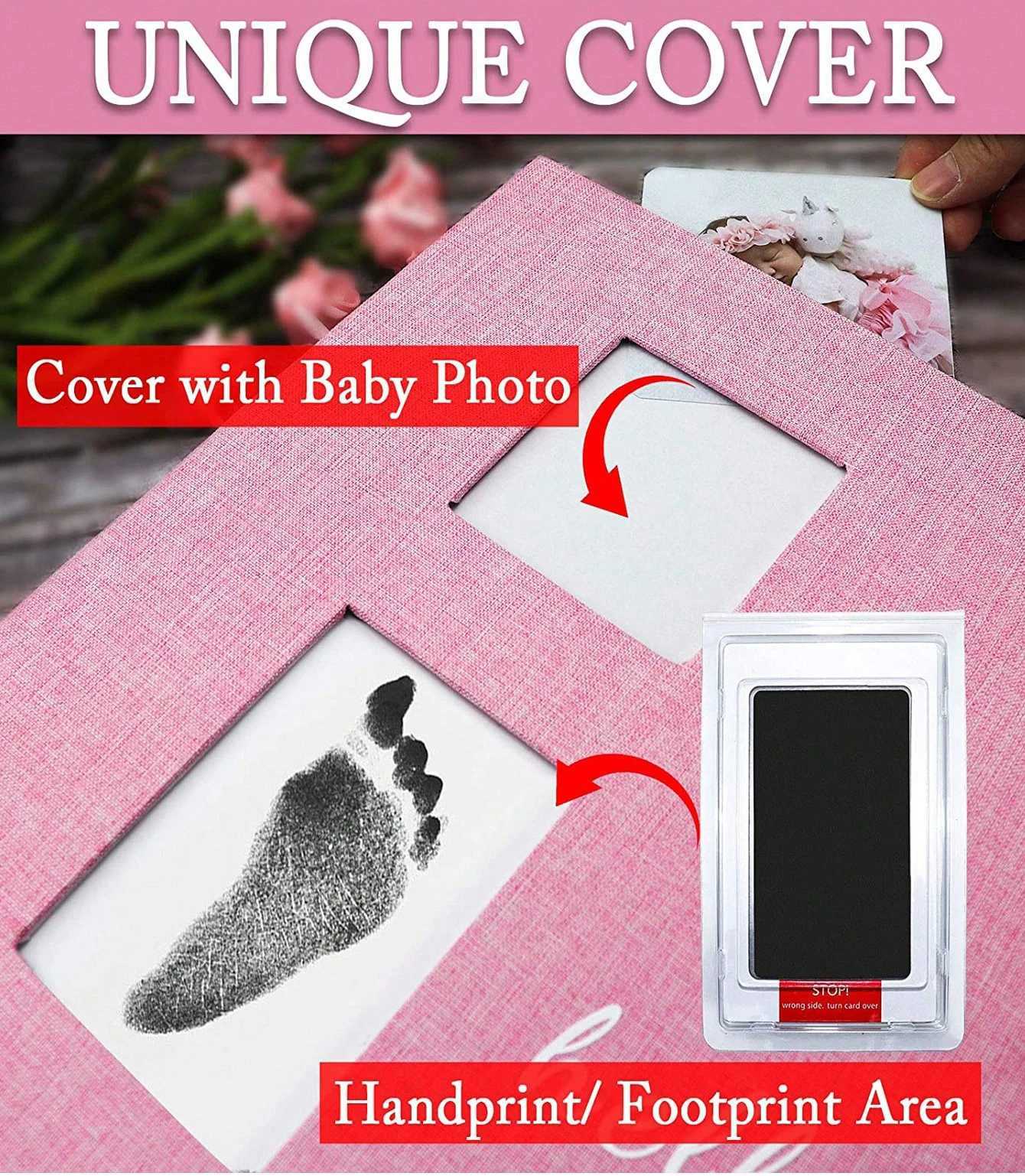 Baby photo album self-adhesive memory book 4x6 clip book set with clean hand print and metal pen suitable for boys and girls Z250729