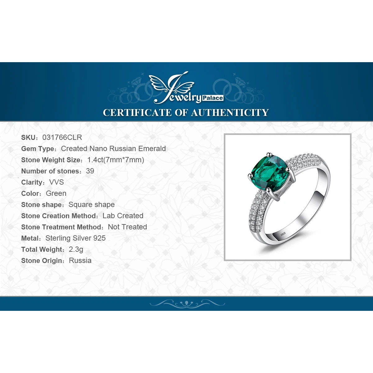 Jewelry Green Simulated Nano Emerald Created Ruby Ring 925 Sterling Silver Gemstone Solitaire Engagement Rings for Women250724