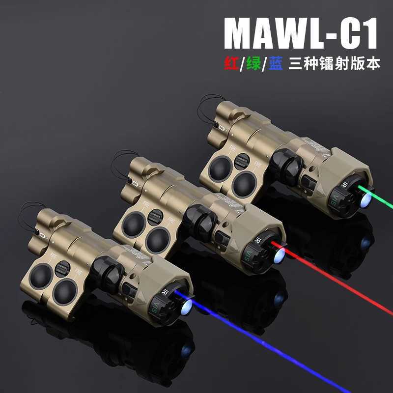 Tactical MAWL All Metal MAWL-C1 IR Aiming Red Dot Green Blue Adjustable Right and Left Switch Weapon Hunting Scout Light XJ250728