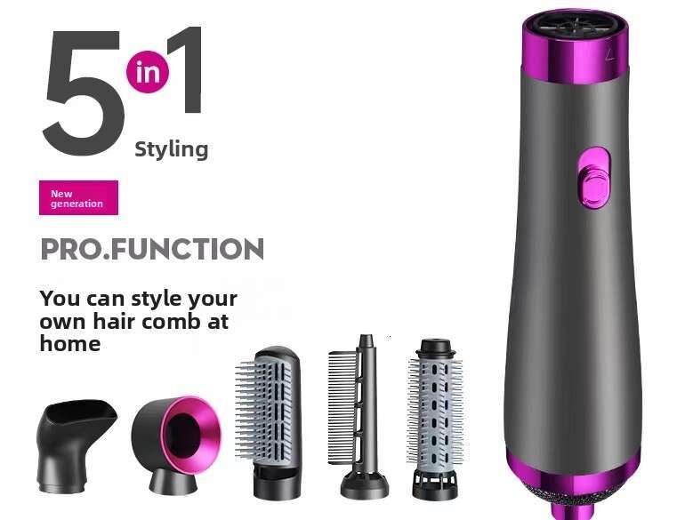 5-In-1 Wet And Dry Hair Dryer Hot Air Comb Curling Straightening Perming 220V 110V US EU UK Standard