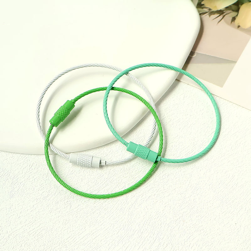 Factory direct candy color DIY keychain accessories wire ring color key ring baking paint key ring wire rope