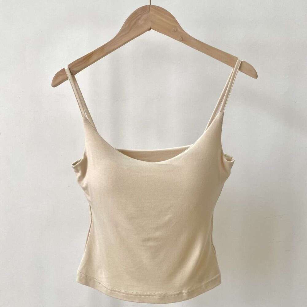 Designer T Shirt Summer Solid Color Camisole Vest For Women With Built-In Chest Pad, Expanding Chest, Suitable For Outerwear And Innerwear, Slim Fit B