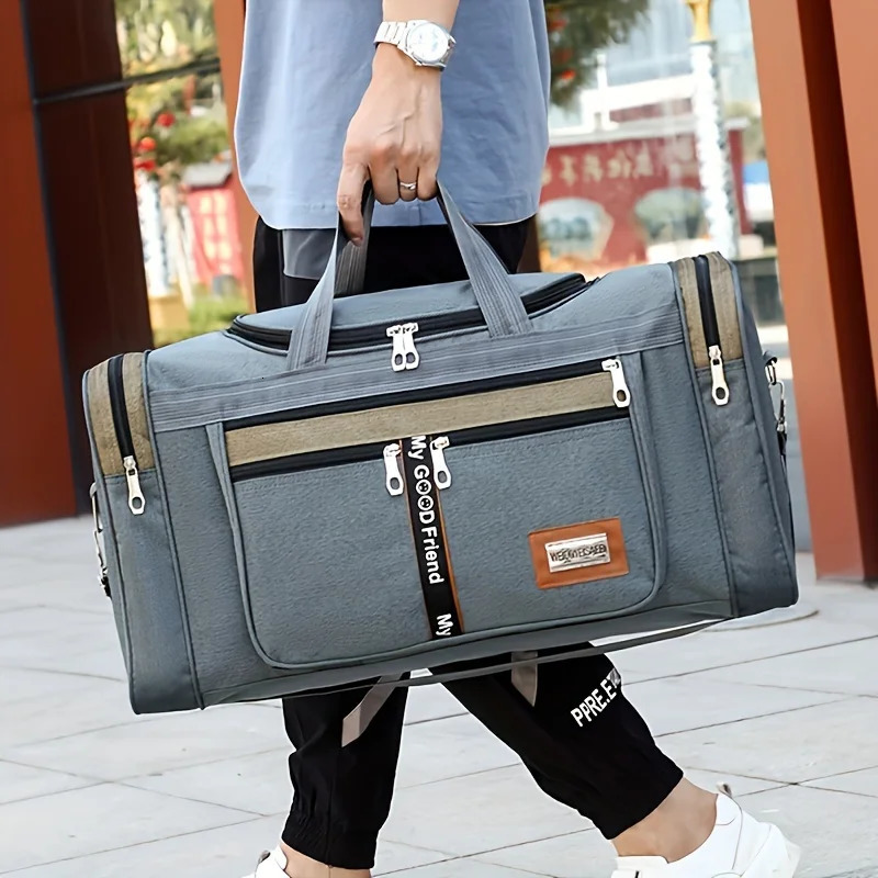 Large Capacity Multifunctional Nylon Luggage Bag Foldable Portable Travel Duffel for Men Business Trip Clothing Storage 250729