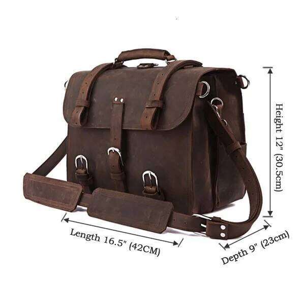 OLOEY Vintage Men's Genuine Backpack Duffle Bag Crazy Horse Leather Lage Travel Tote 100% Authentic