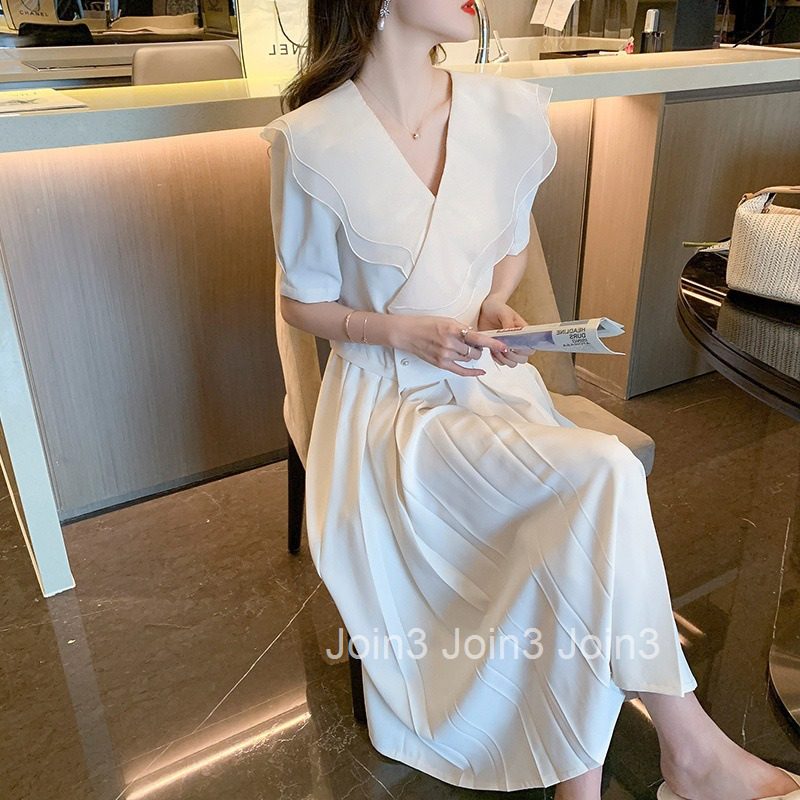 New French Style Summer Mid-Length Skirt Set Slim Fit Short Sleeve Top + Mid-Length Skirt Two-Piece