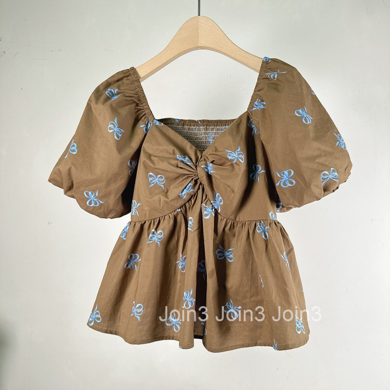 Sweet and Spicy Fairy Style Bow Tie Short Sleeve Shirt for Women Summer New Niche Design Short Top for Women