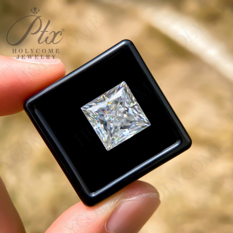 New EU Quality Rare Princess Cut Moissanite VVS Loose Stone 0.3-10ct Super White GRA Certified Princess Square Shape Moissanite Pass Tester Diamonds