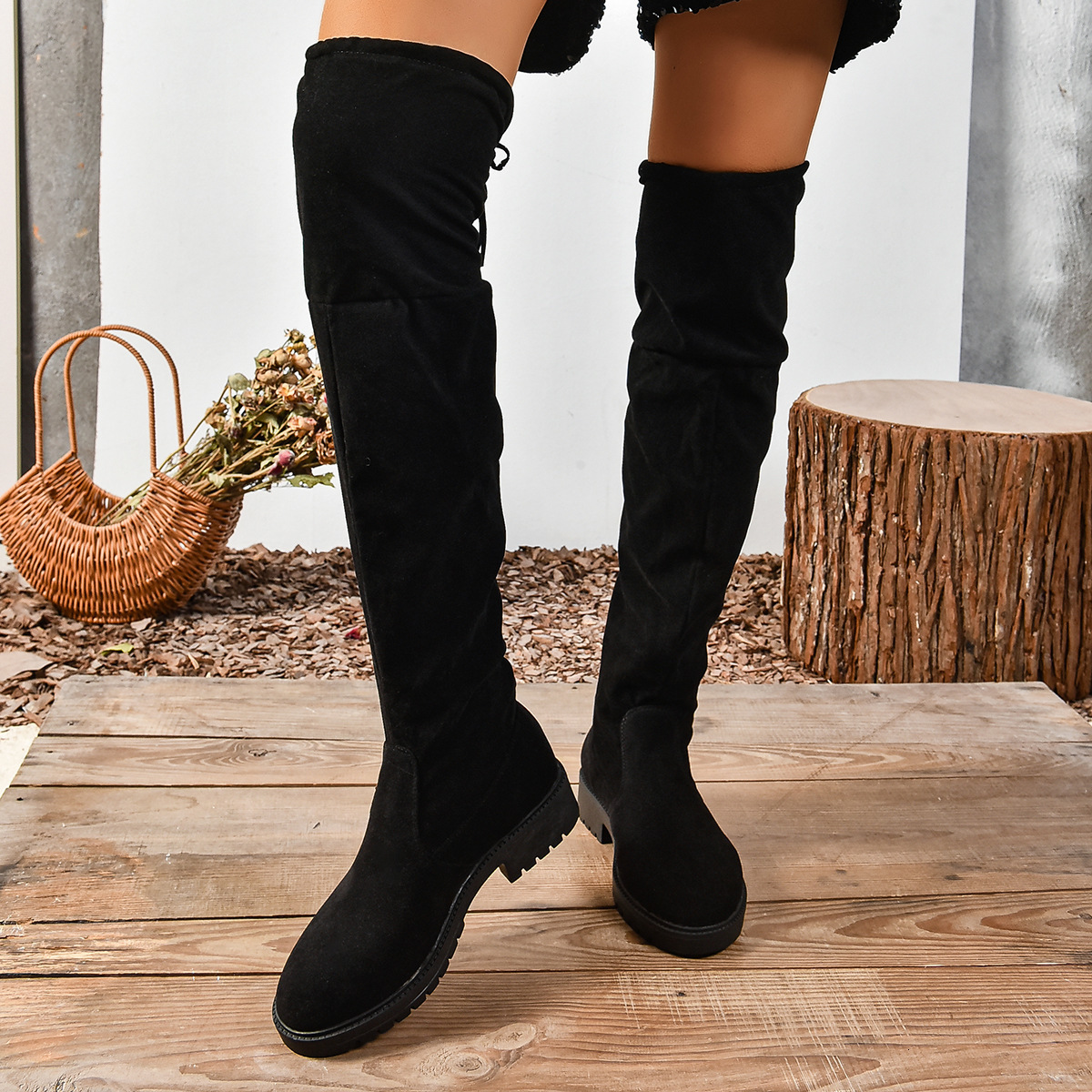 Plus Size Over-the-Knee Stretch Boots 2025 Autumn Winter New Thick-Soled Solid Color Fashion Womens Boots Over-the-Knee Long Boots