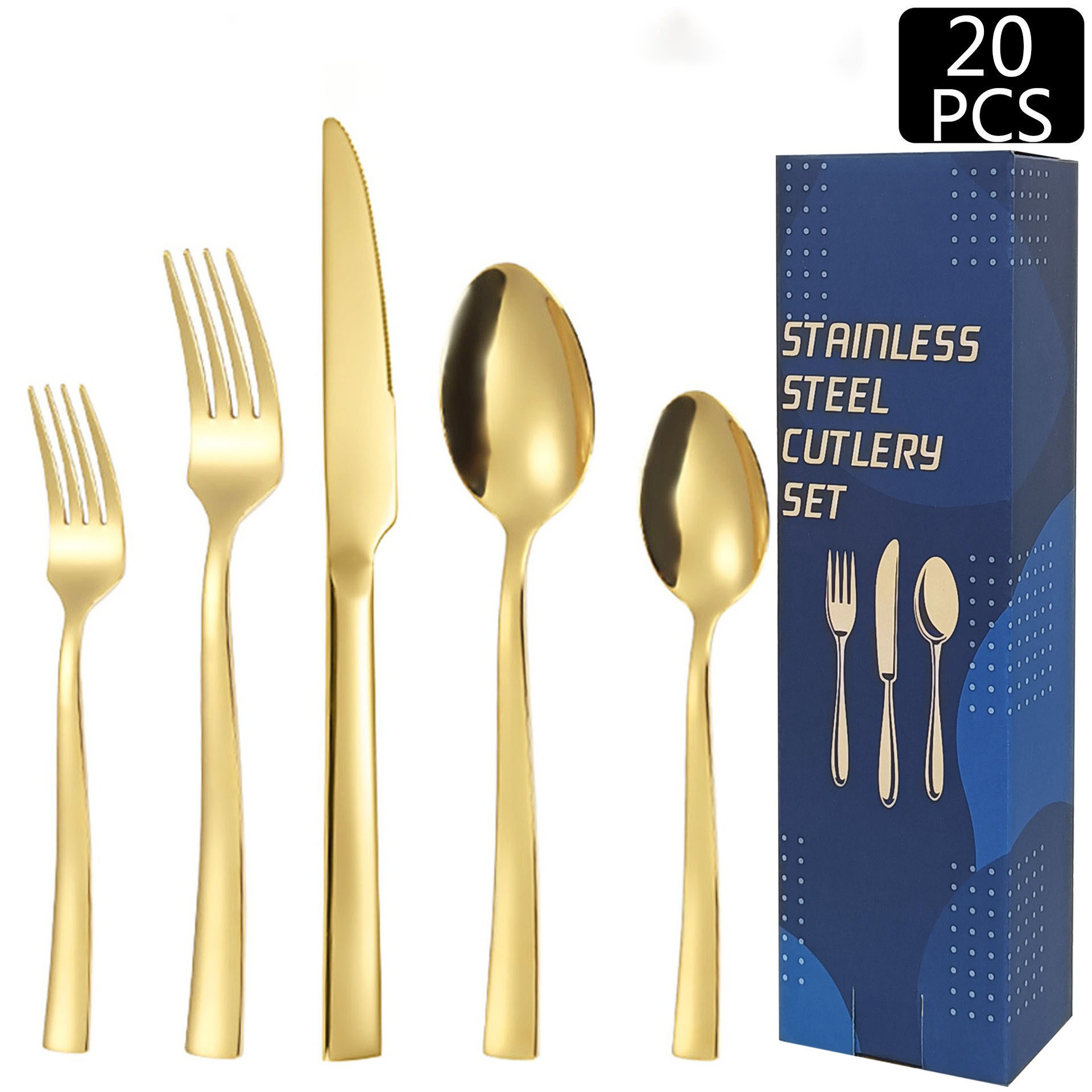 20-Piece Stainless Steel Flatware Set for 4 Food Grade 18/0 Cutlery Set Mirror Polished Knife Fork Spoon Dishwasher Safe Rustproof