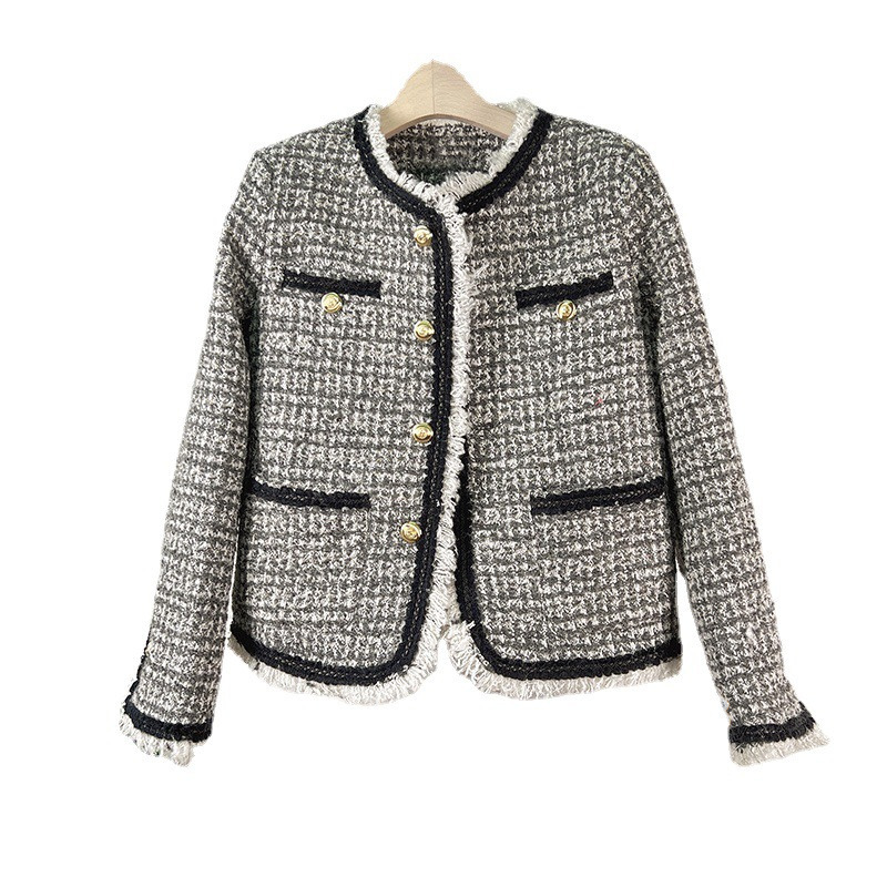 Korean Temperament Small Fragrance Coat Womens Thick Flower Woven Fabric Autumn/Winter New Network Red Book Slim Fit French Tassel South Oil