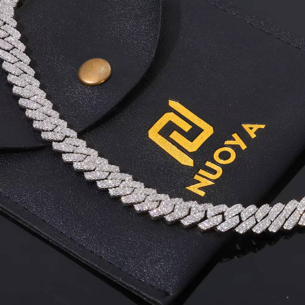 NUOYA 8mm Flip Button Diamond Double Row Diamond Necklace 18K Gold Plated Cuban Link Chain Hip Hop Fine Jewelry