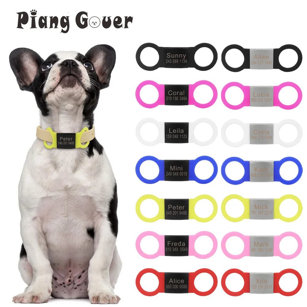 Hole 2.5cm Custom Nameplate Dog Collar Customised Name Pet ID Tags Anti-Lost Personalized Pet Collar Necklace Accessory Silicone 250729