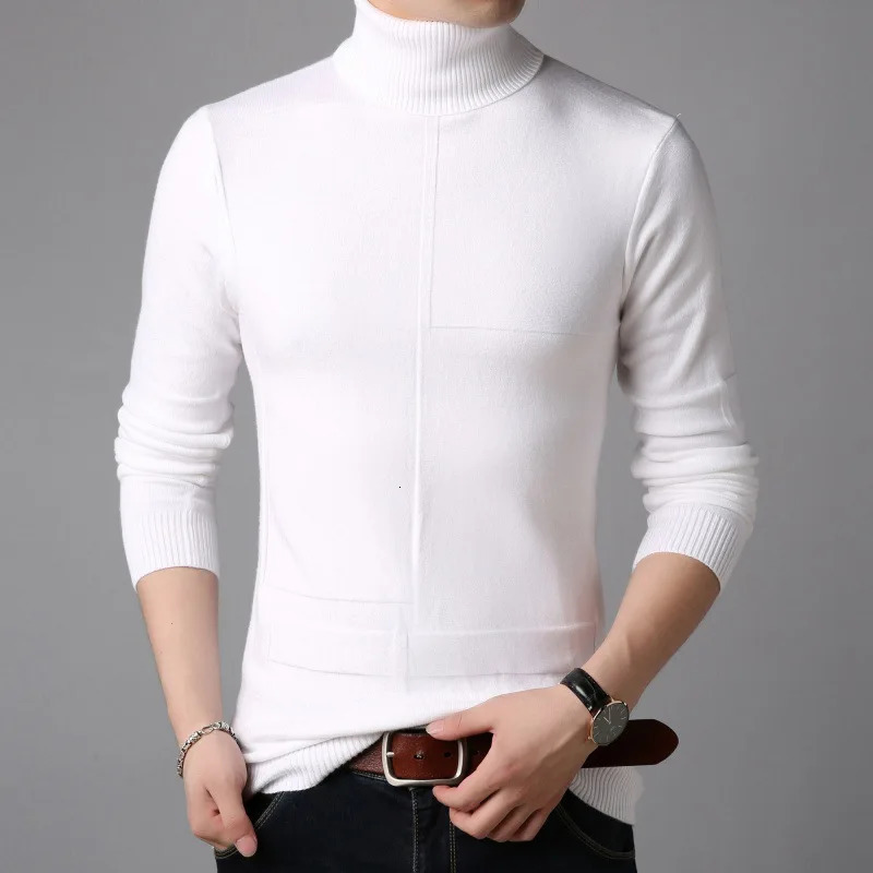 Winter Turtleneck Sweater Men Warm Solid Knitted Pullovers Mens Sweaters Slim Fit Pullover Knitwear Clothing 250729