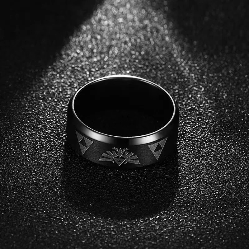 Fashion Anime Triforce Triangle Symbol Band Ring for Men Women Stainless Steel Finger Rings Cosplay Party Jewelry Gifts 250729