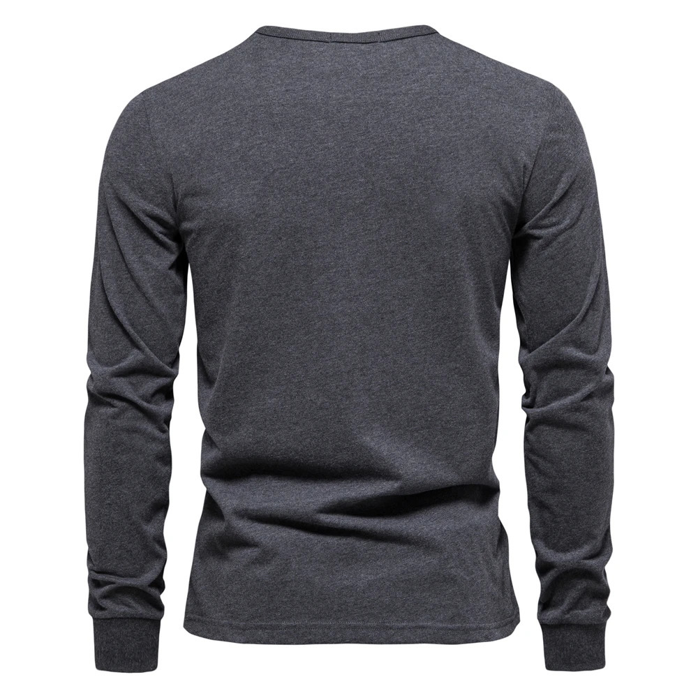 100% Cotton Long Sleeve Mens Tshirt Solid Color Letter Print Casual Tshirts for Men Spring Tops Tee Clothing 250729