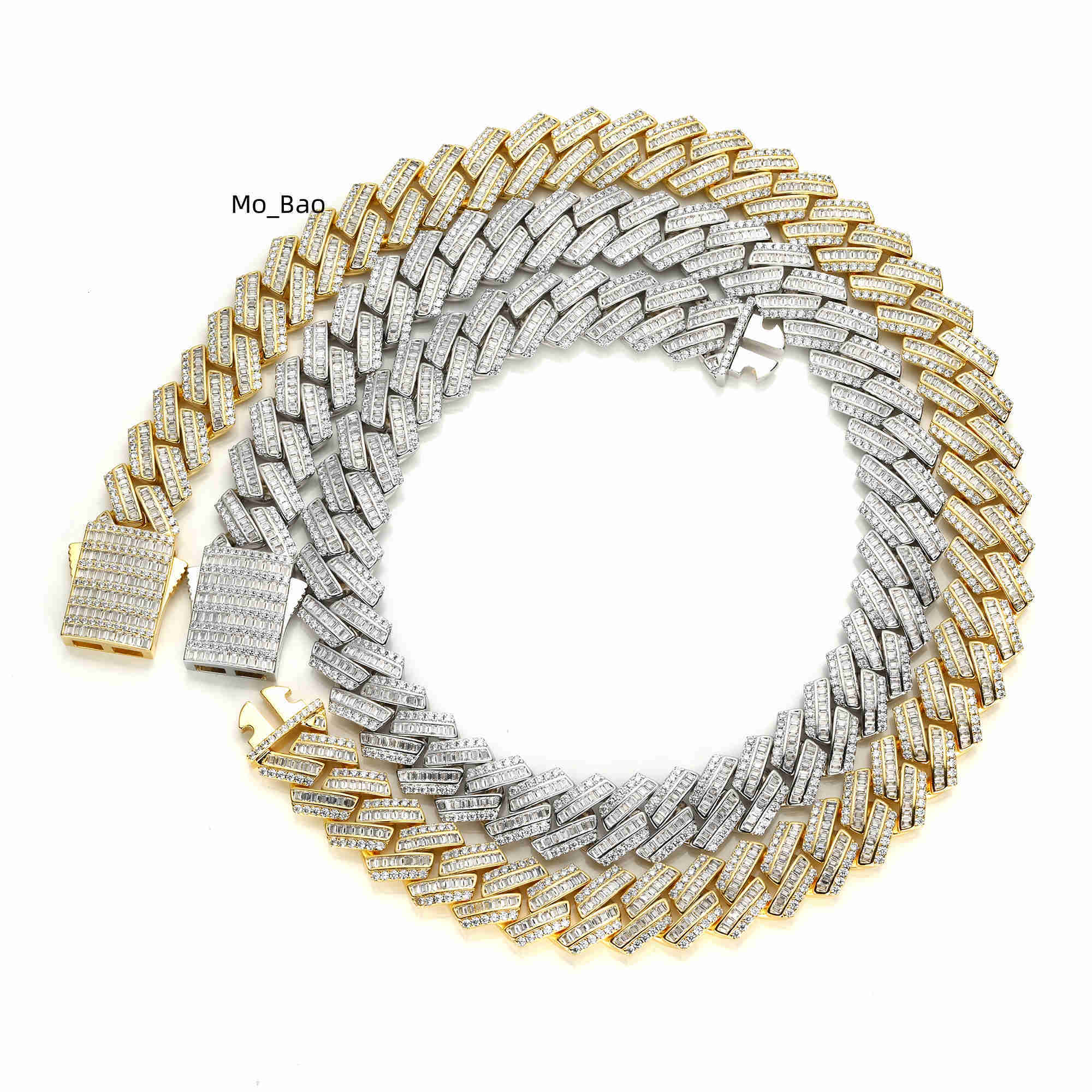 New Arrivals Plated 925 Silver Gold Cuban Chain Necklace Fashionable VVS Moissanite Hip Hop Style with Copper Chic Iced Style