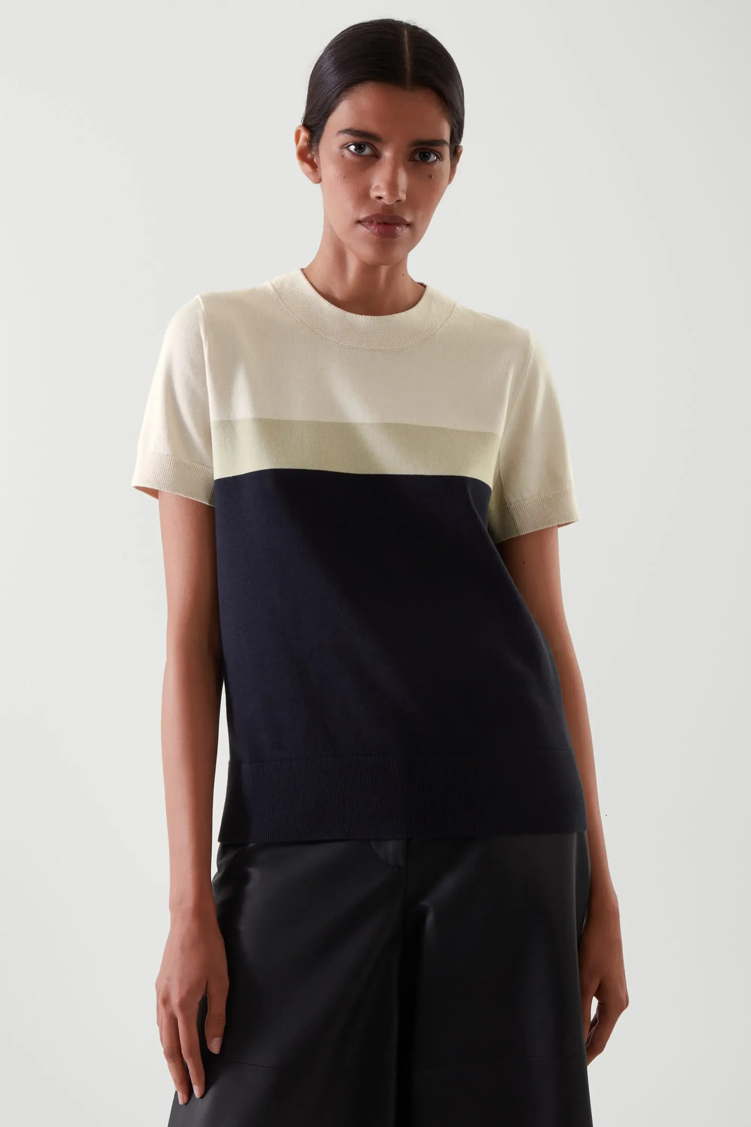 eteral costume cos spring style of ladies casual colorblocked knitted Tshirt 250729