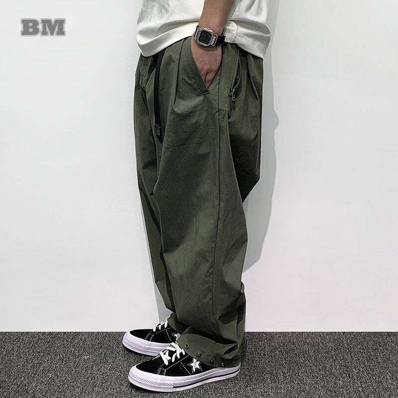 Japanese Streetwear Thin Quick Drying Baggy Cargo Men Clothing Outdoor Haruku Casual Trousers Korean Loose Trendy Pants 250726