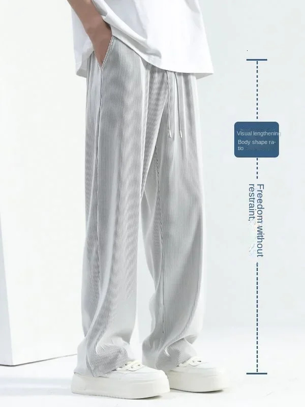 Summer Thin Ice Silk Pants Trendy Loose Drape Casual Wide Leg for Mens Sports Quick Drying fashion 250717