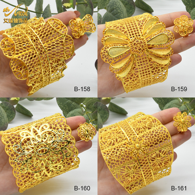Bride Gold Color Dubai Bangles For Women African Ethiopian Bracelets Wedding Jewelry Party Gifts 241125