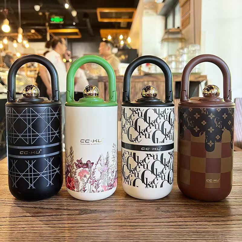 Designer Water Bottle Luxury Crystal Girls Portable Double Wall Vacuum Reusable Coffee Cups Travel Mug Stainless Steel Insulated Thermos Tumbler with 