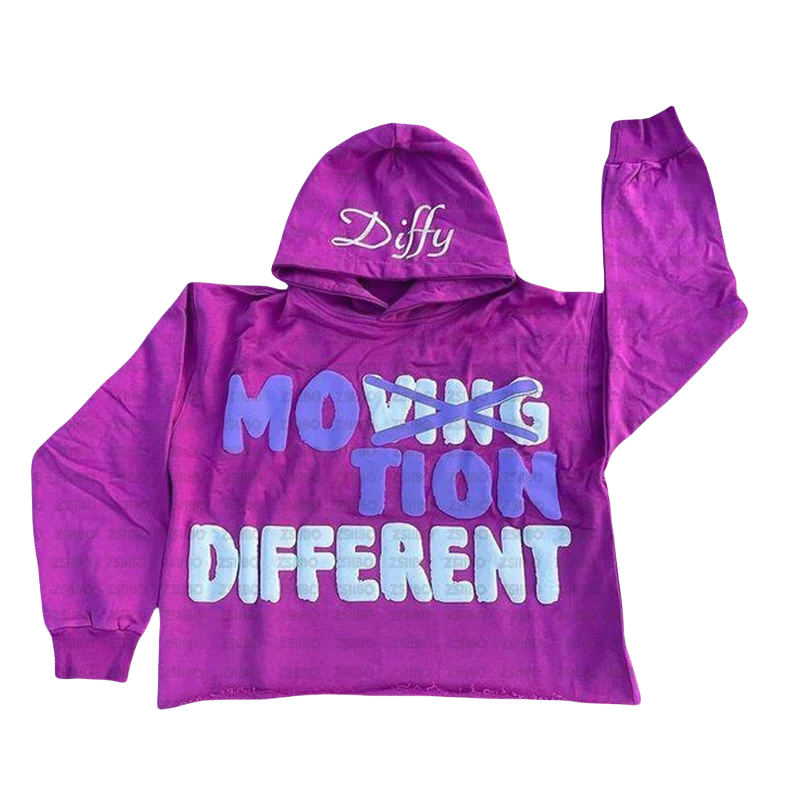 Y2K Letters Foam Printed Hoodies High Street Hip-Hop Loose Zipper Tops men Gothic Harajuku Casual Retro Large-sized Sweatshirt Unisex