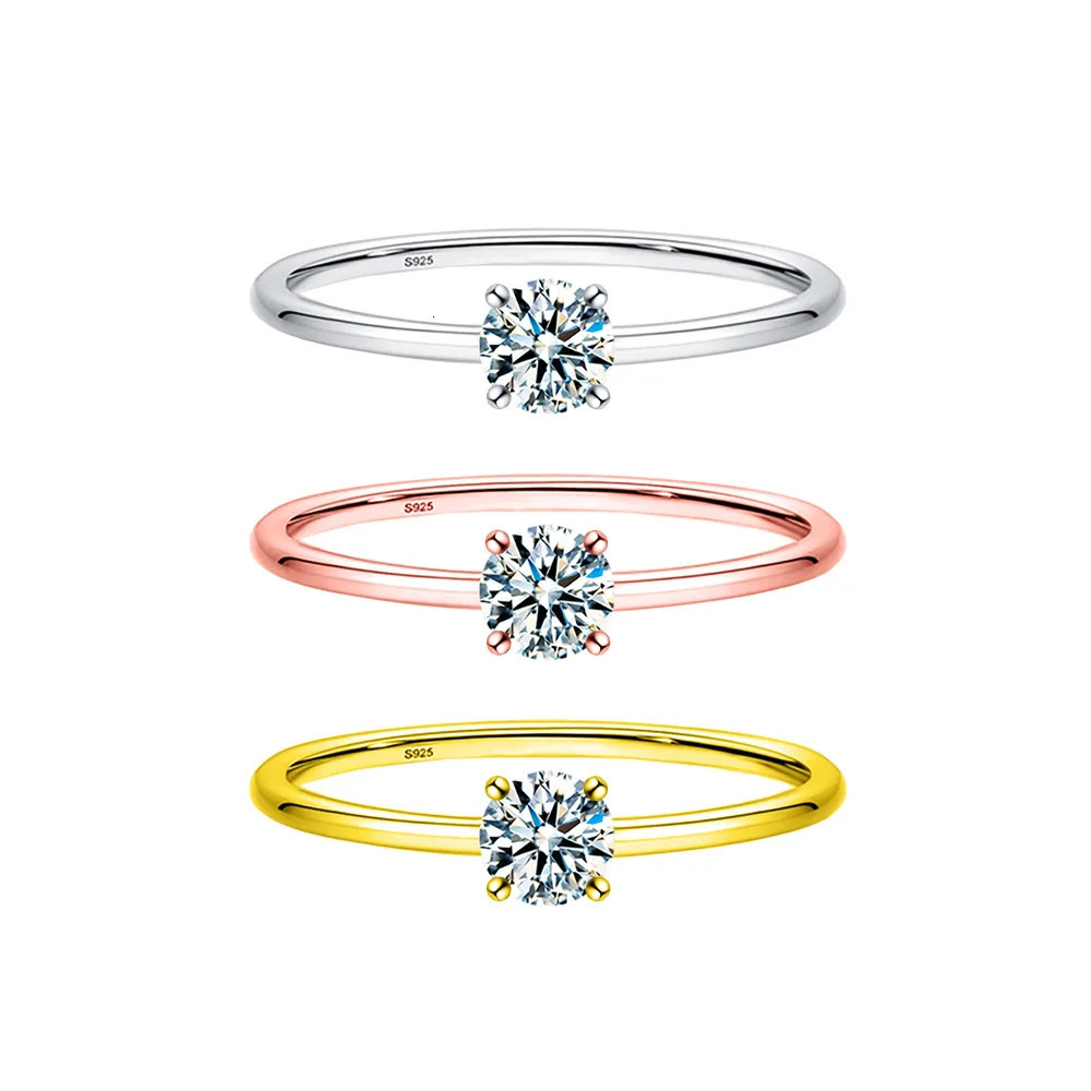Simple Fine Rea D Color Diamond Ring 925 Sterling Silver Party Wedding Band Rings for Women Engagement Jewelry 250729