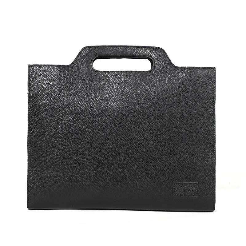 OLOEY Newsbirds Thick Leather Black For Men Male Busienss Document Bag A4 size Handbag Slim Briefcase men's messenger bag