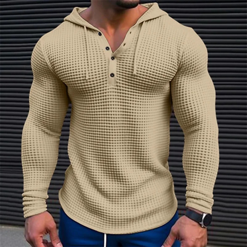 Spring Autumn Hooded TShirt Men Long Sleeve Solid Color Slim Fit Sports Tops Fashion Breathable Casual Tees Mens V Neck Tshirt 250729