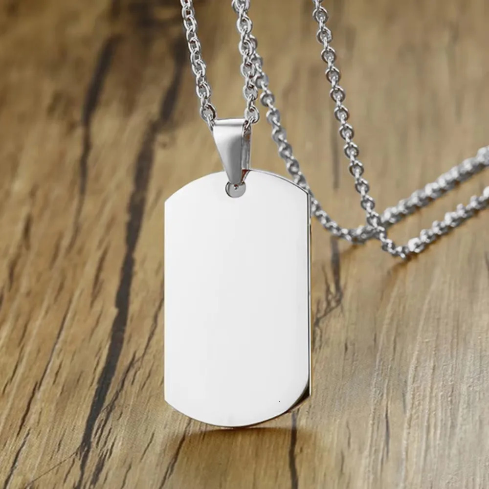 10Pcs 22x39mm Dog Tag Necklace Military Army Nameplate ID Blank Pendant Mirror Polished Stainless Steel Jewelry Men Wholesale 250729