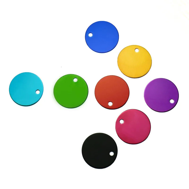 Wholesale 100Pcs Round Tags Dog Pet Id Tags Aluminum Anodizing NamePlate Engraved Dog Number ID Tag Card Charm Personalized 250729
