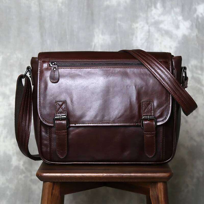 Crossbody Men's Horizontal Cowhide Business Casual Trendy Backpack Soft Leather Shoulder Bag Men