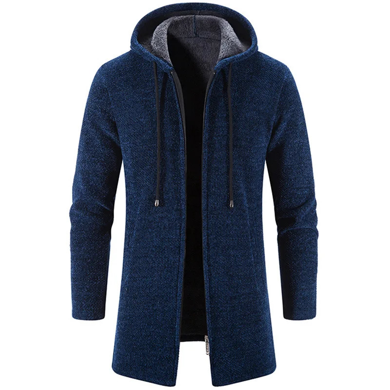 Mens Sweaters Coat Autumn Winter Warm Zipper Medium Long Cardigan Casual Knitwear Sweater Clothing 250729